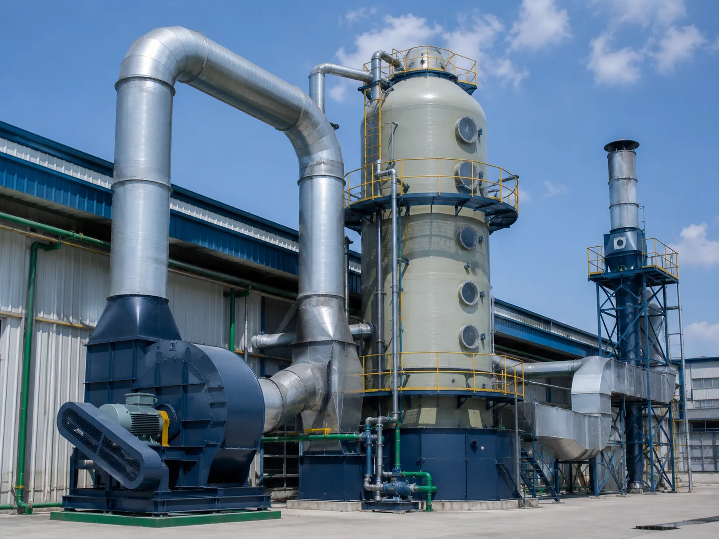 Integrated air pollution control system with blower and scrubber by Airvent Systems
