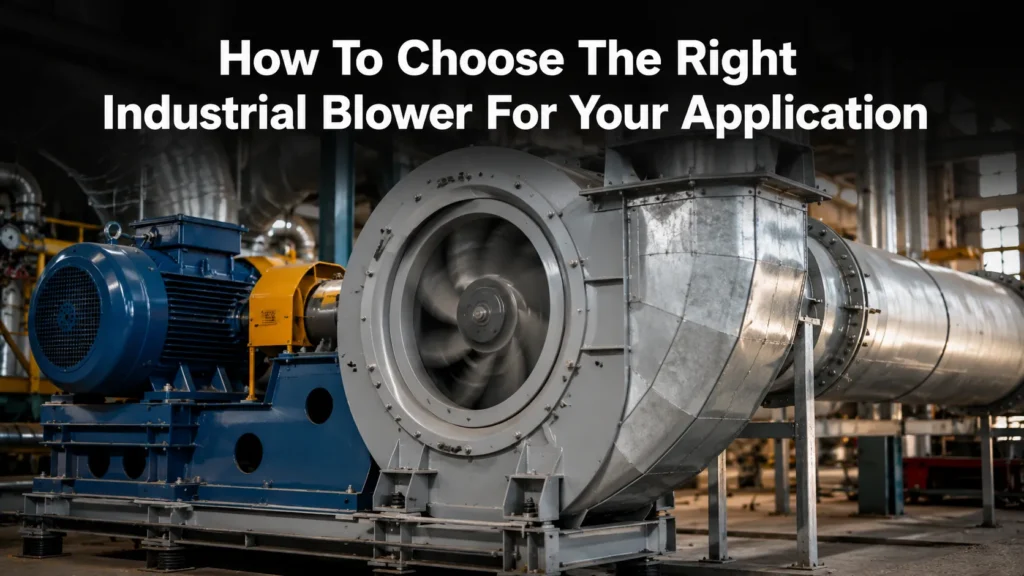 How to choose the right industrial blower for your application — hero image of a centrifugal blower in an industrial facility.