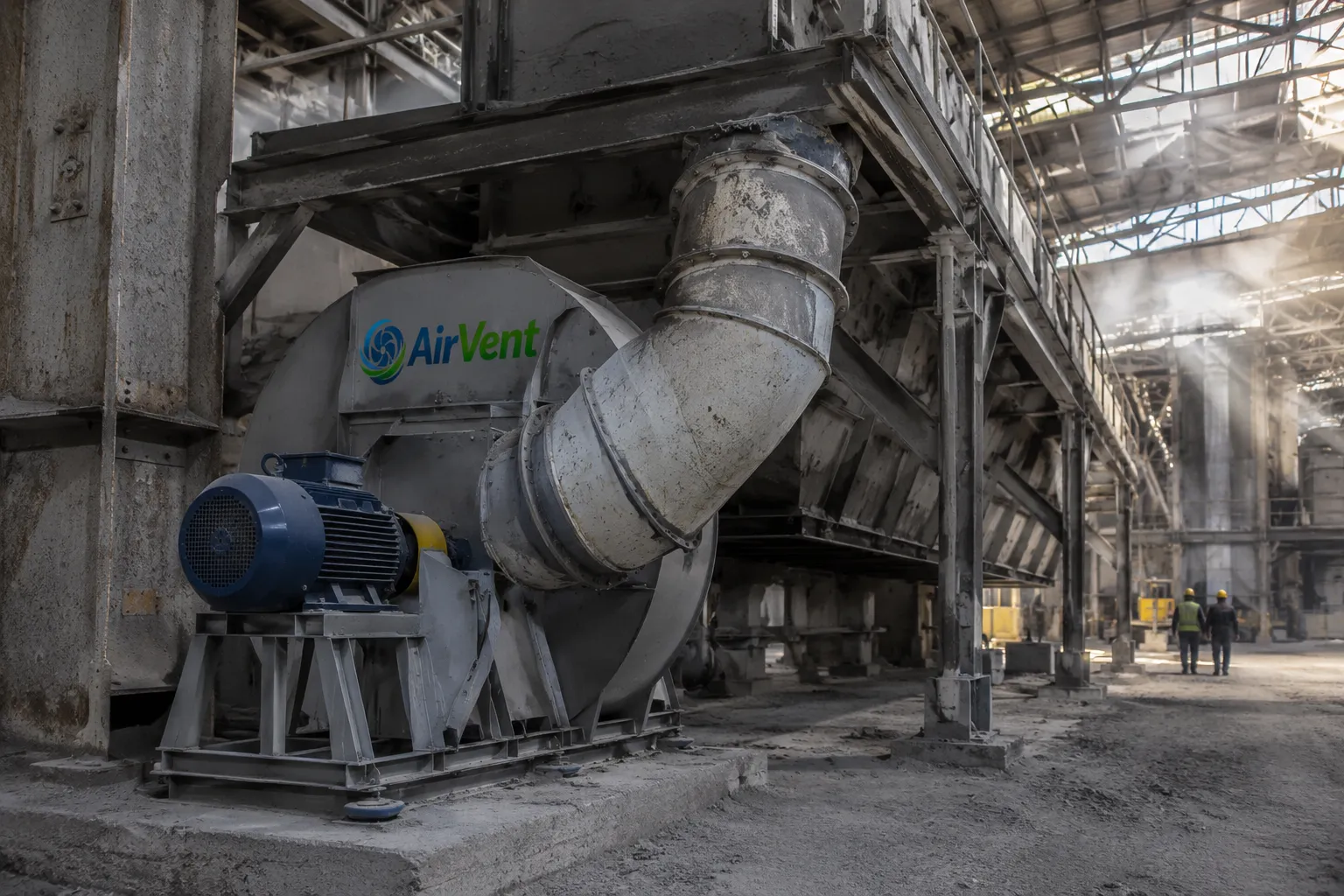 Industrial blower applications in cement and foundry plants for combustion air and dust collection.
